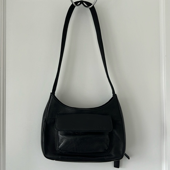 Vintage Y2K Fossil Black Leather Shoulder Handbag - Picture 3 of 16